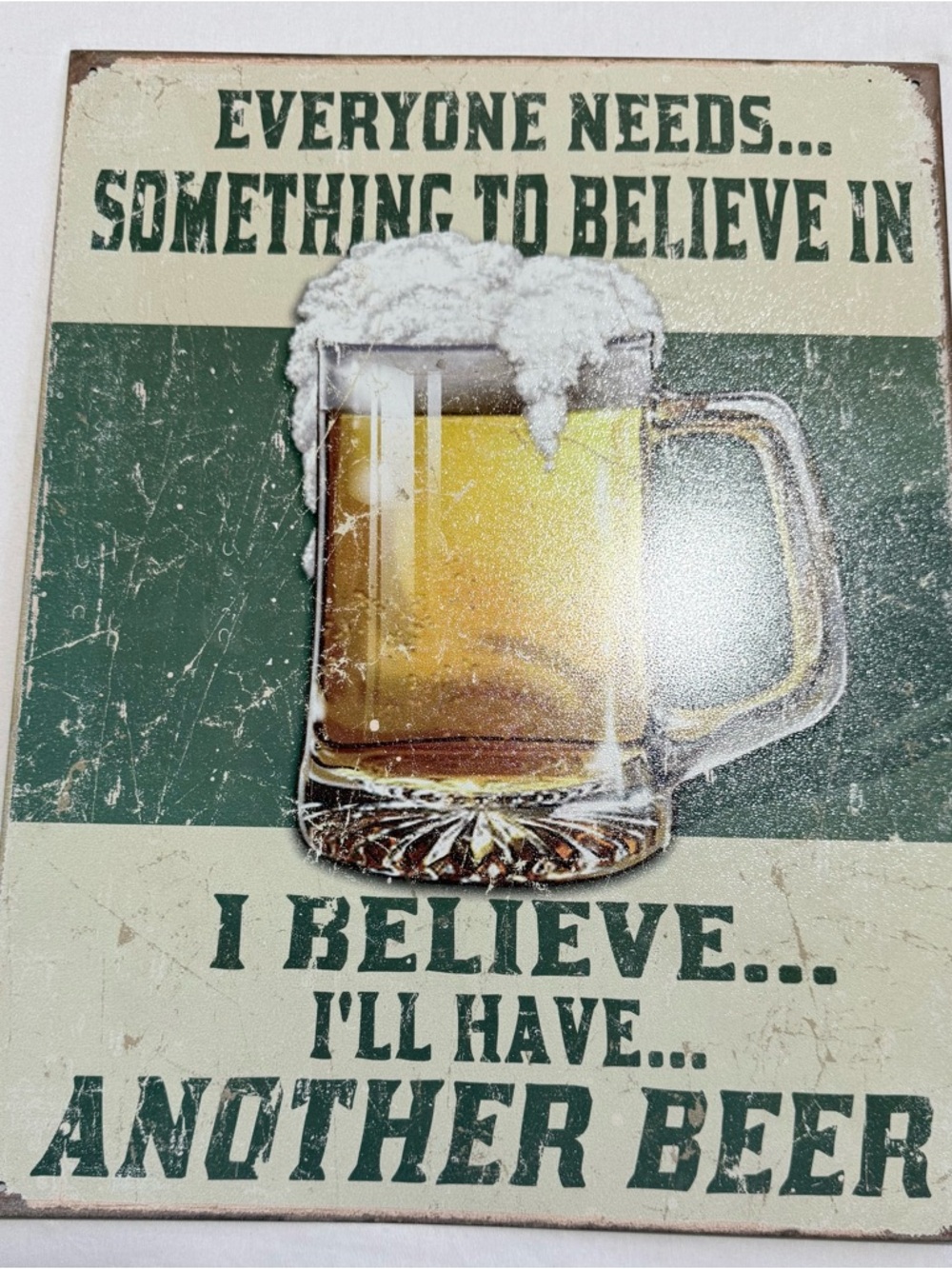 Vintage-Style Beer Mug Sign - 'Everyone Needs... I Believe... Another Beer' - Picture 2 of 4